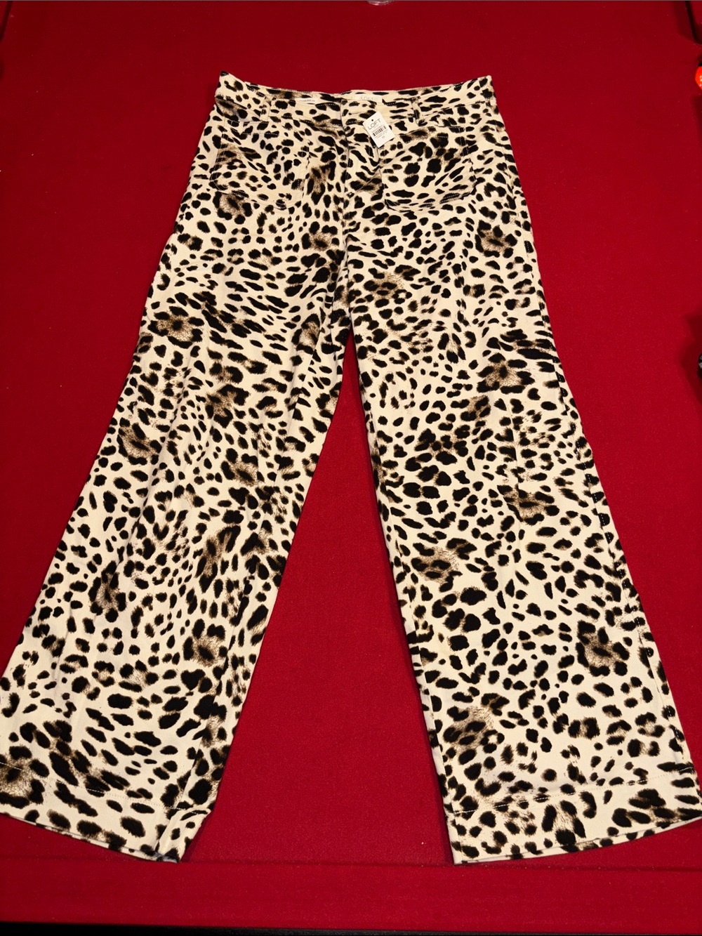 Loft Leopard Print Wide Leg Women's Jeans - Cream/Black